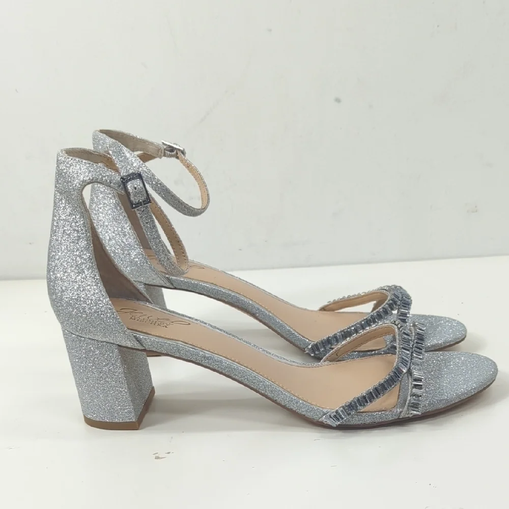 New Jewel Badgley Mischka Womens Joanne Jeweled Strappy Sandals Size 10 - Picture 2 of 9